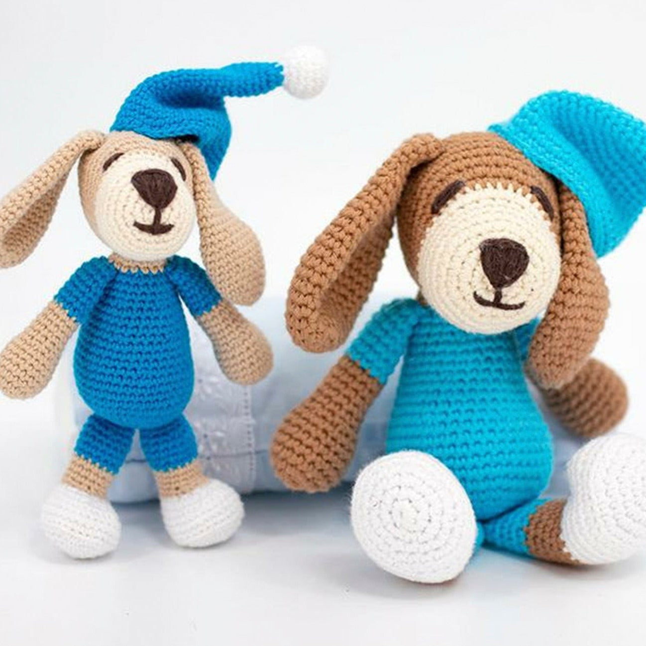 Crafted with precision using 100% organic hypoallergenic cotton, the Blue Doggie Crochet Toy is an ideal baby gift.