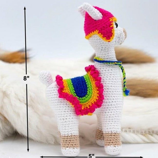 White Llama W Pink Crochet Toy