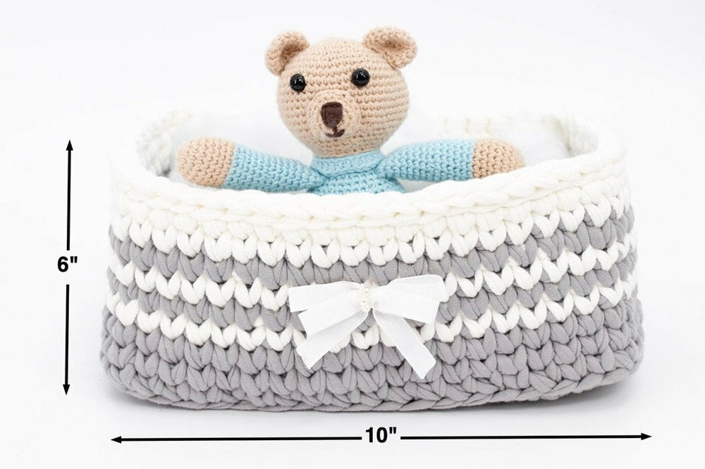 Grey Crochet Basket Set