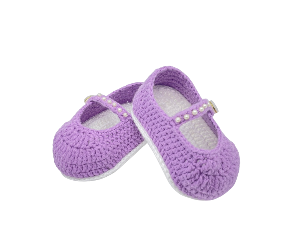 Lavender ballerinas shoes with pearl details. Made with Lots of Love and Care!