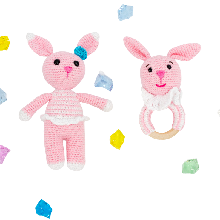 Pink Bunny Crochet Gift Set