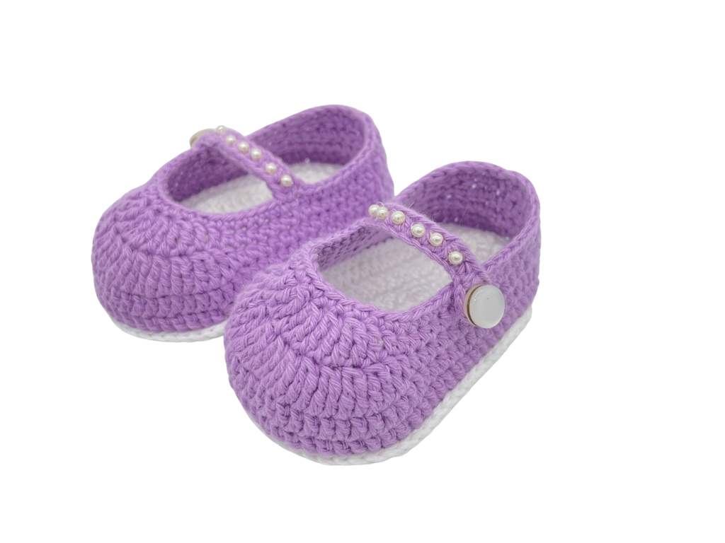 Lavender ballerinas shoes with pearl details. Made with Lots of Love and Care!
