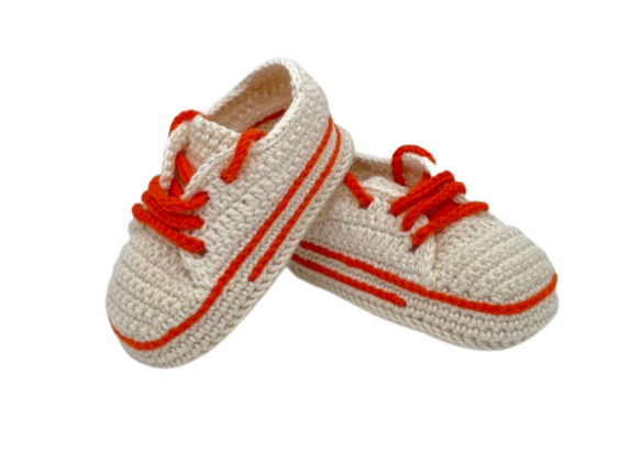 Beige/Orange Sneakers 3-6M