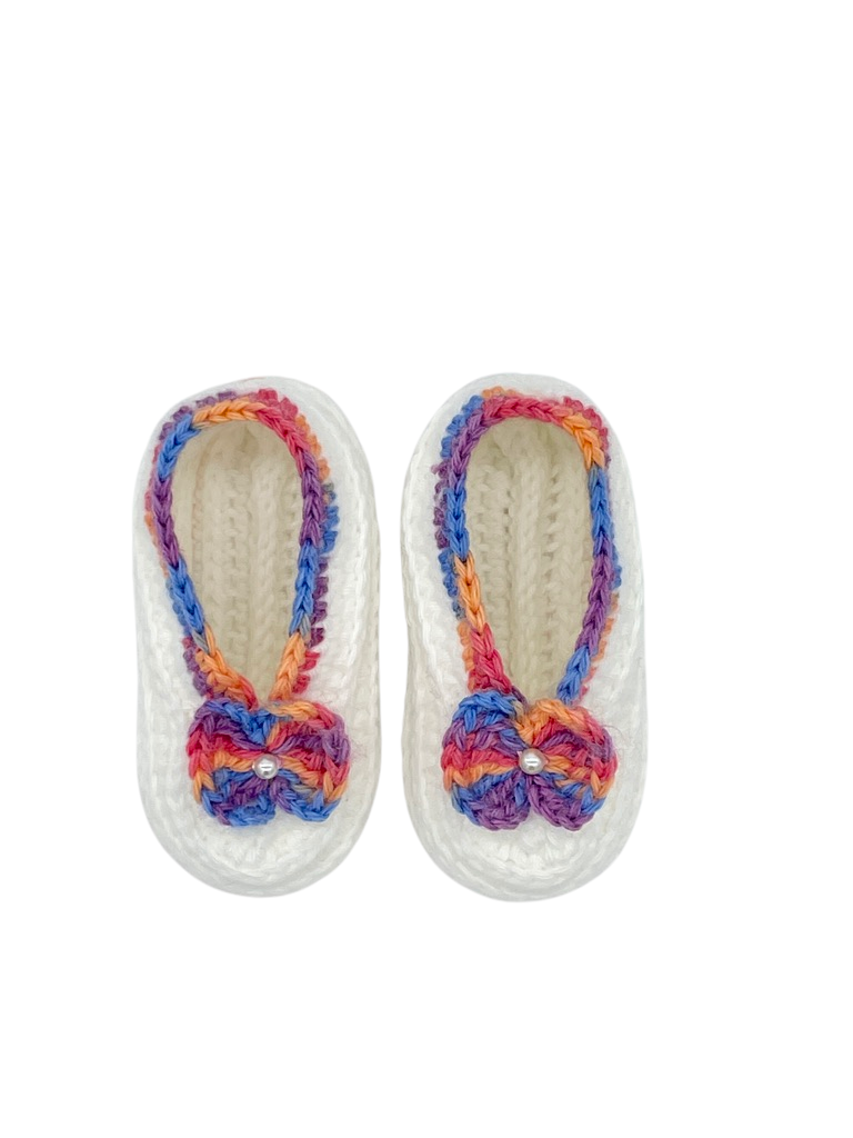 White ballerina shoes with multicolor details. Made with Lots of Love and Care!