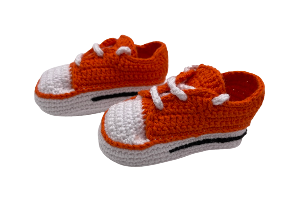 Cutest orange baby shoes. Made with Lots of Love and Care!