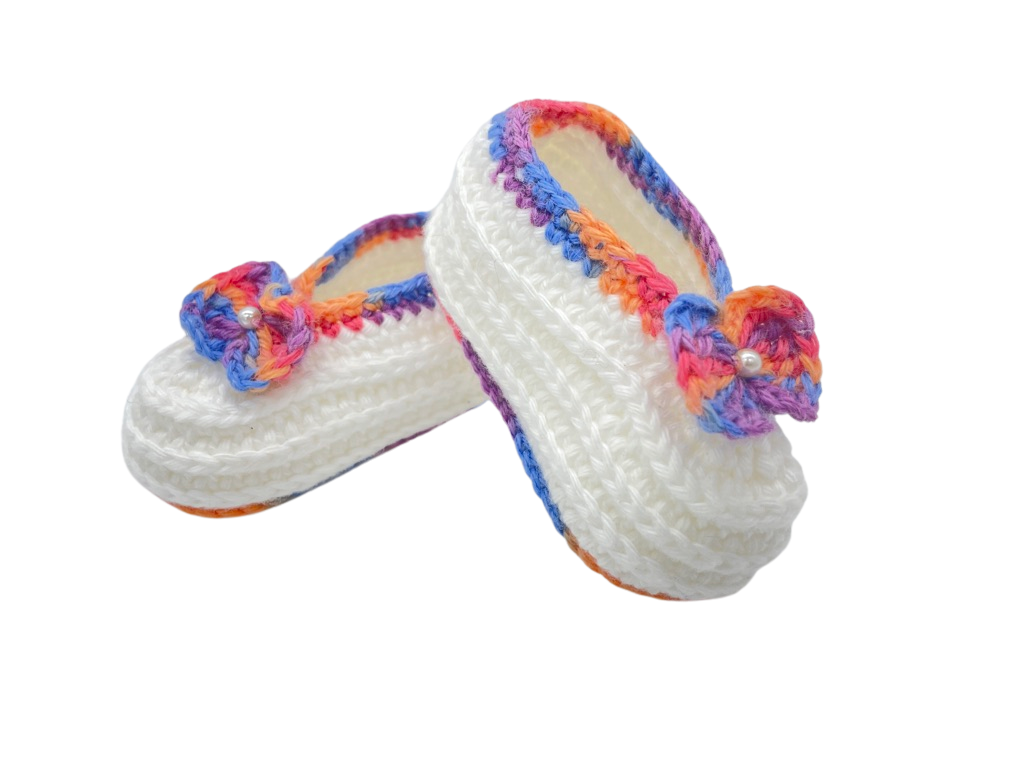 White ballerina shoes with multicolor details. Made with Lots of Love and Care!