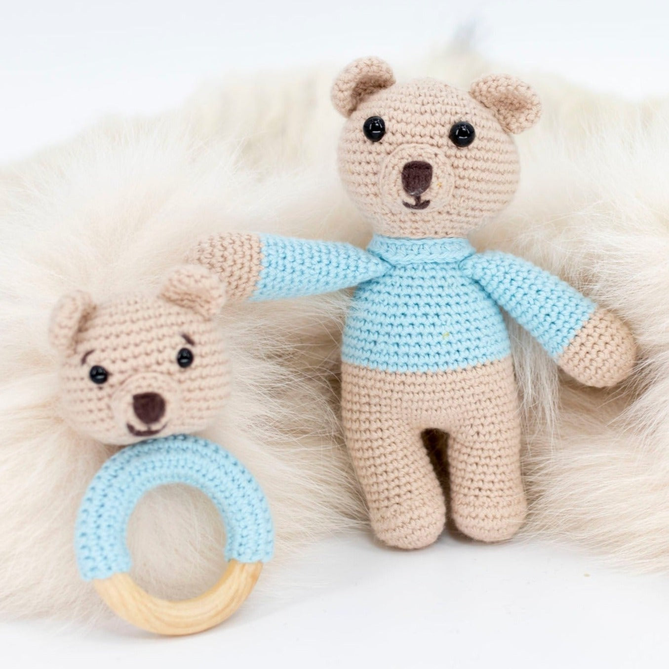 Light Blue Bear Crochet Gift Set