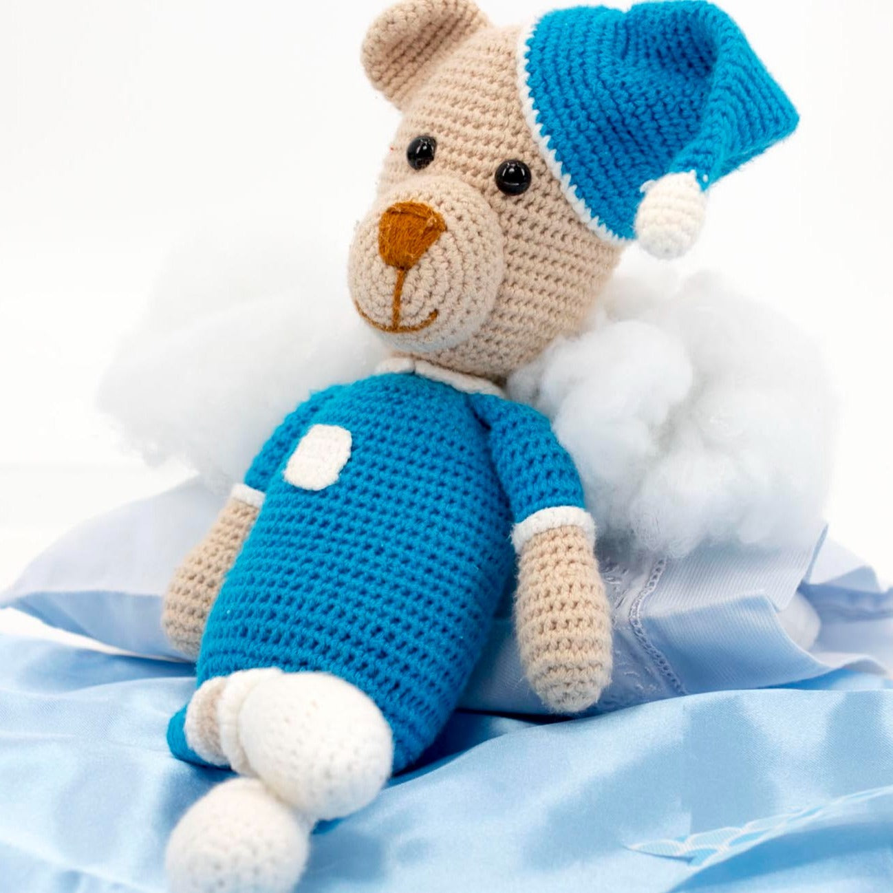 Blue Sleepyhead Crochet Bear Toy