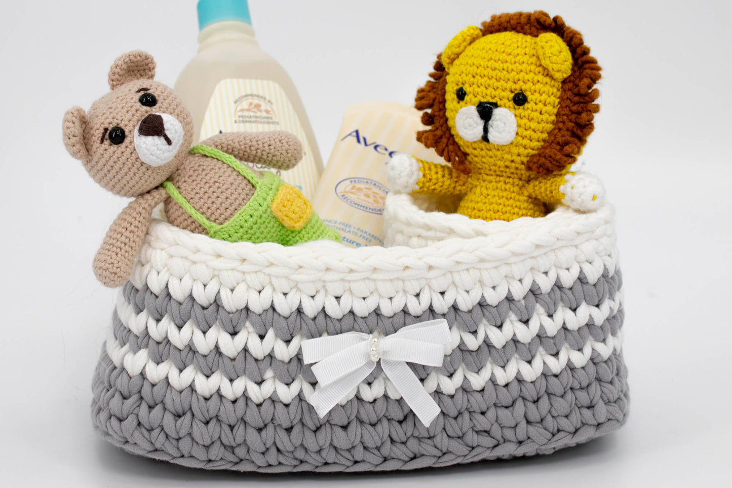 Grey Crochet Basket Set