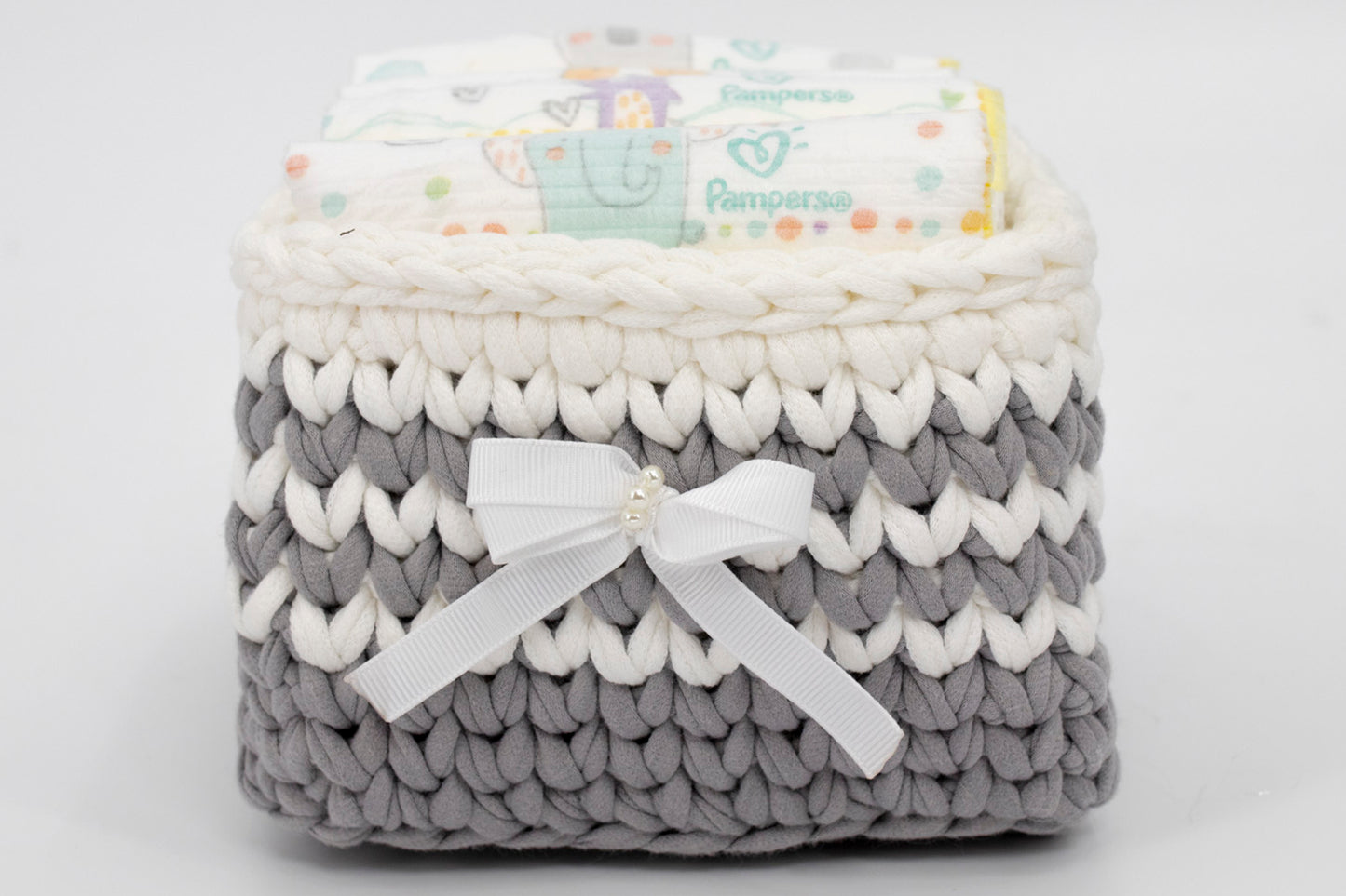 Grey Crochet Basket Set
