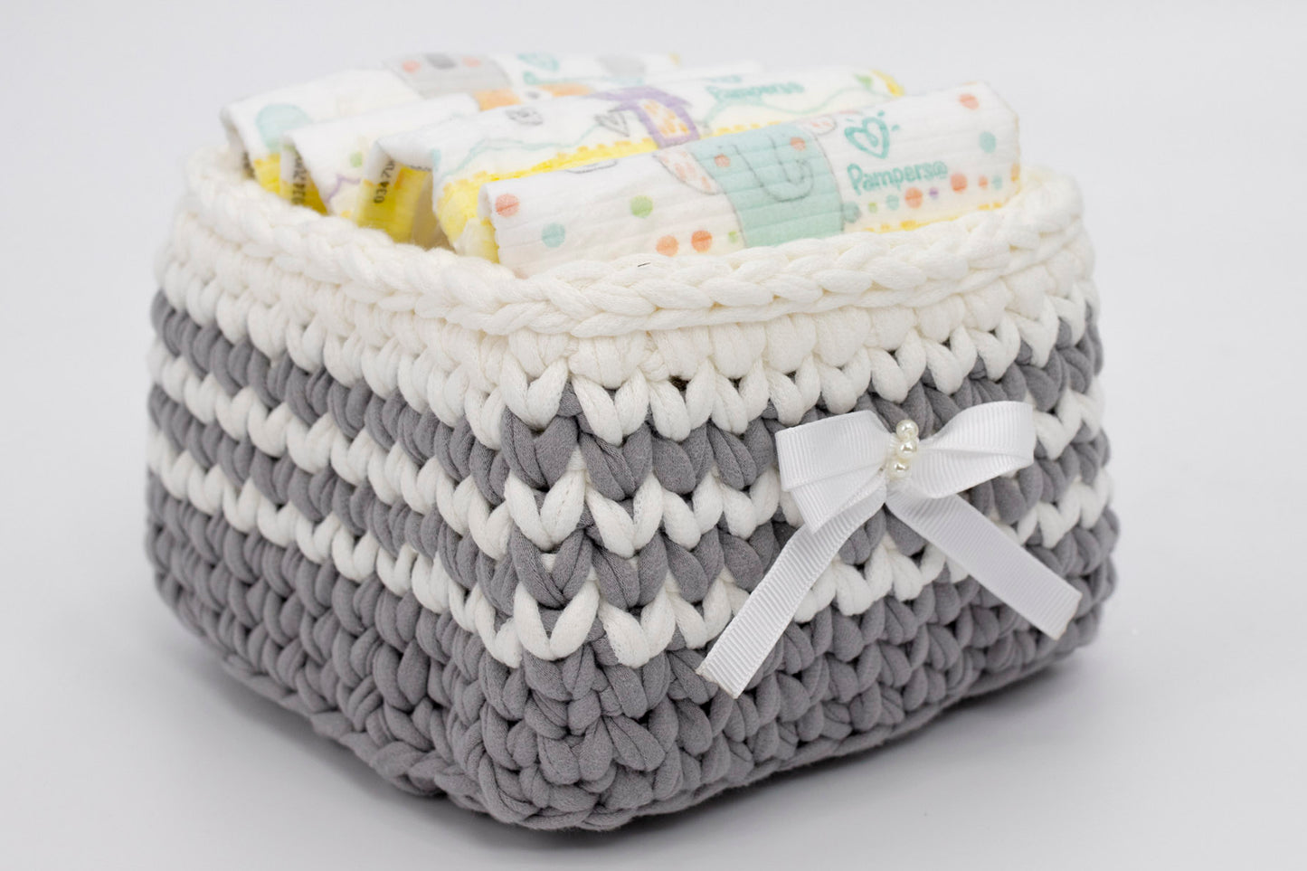 Grey Crochet Basket Set
