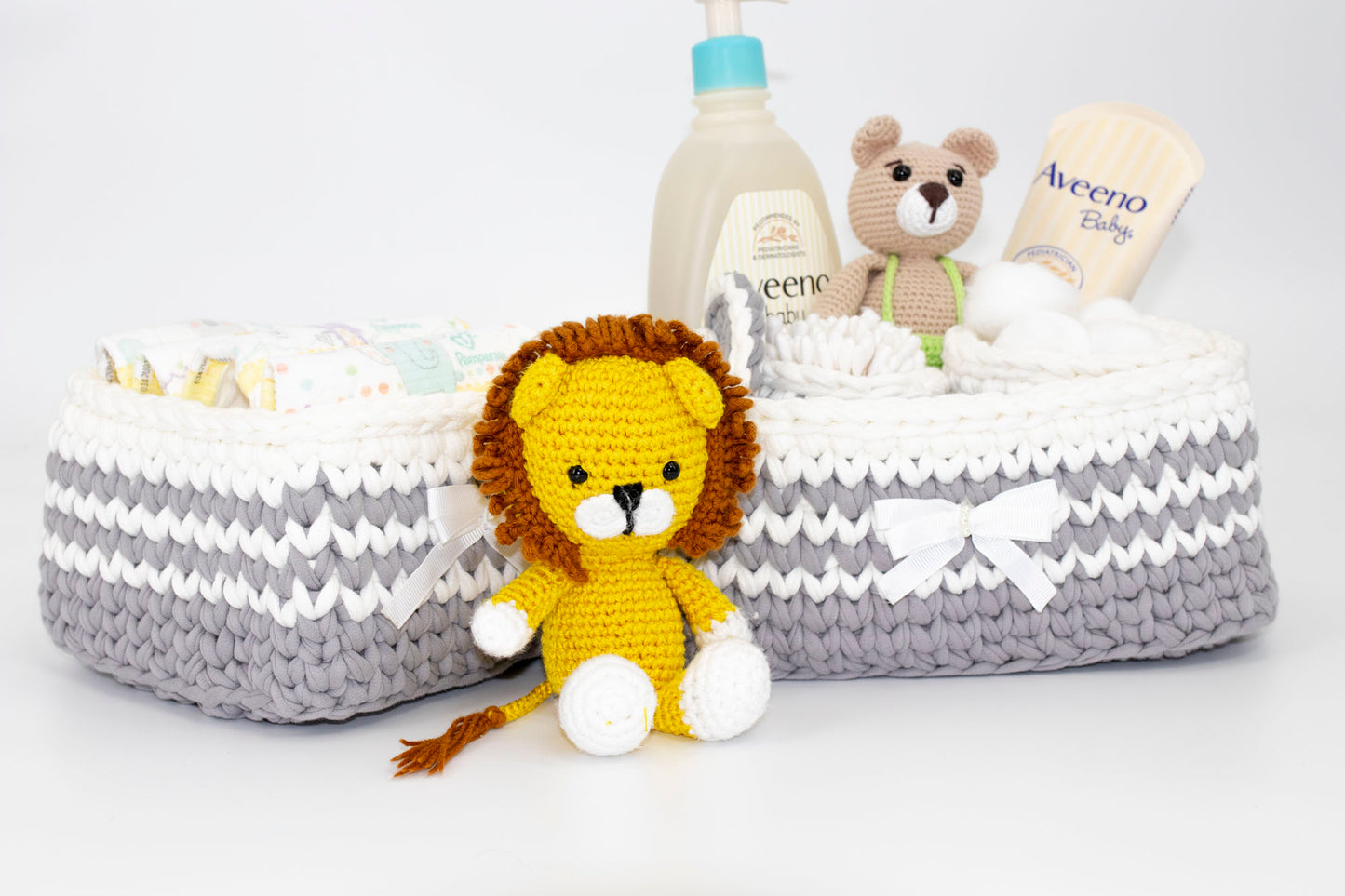 Grey Crochet Basket Set