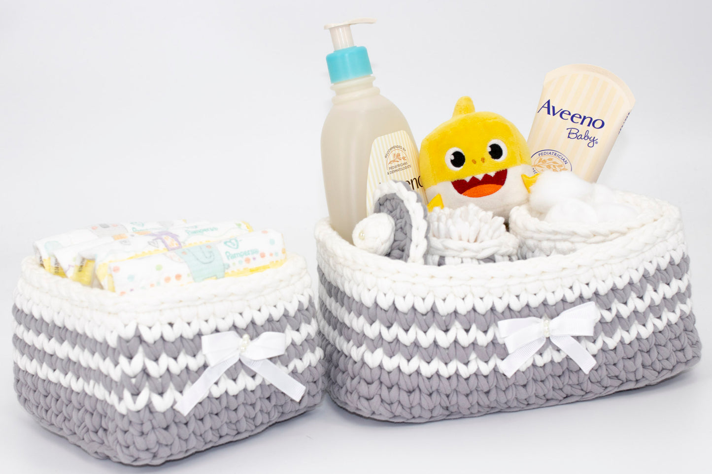 Grey Crochet Basket Set