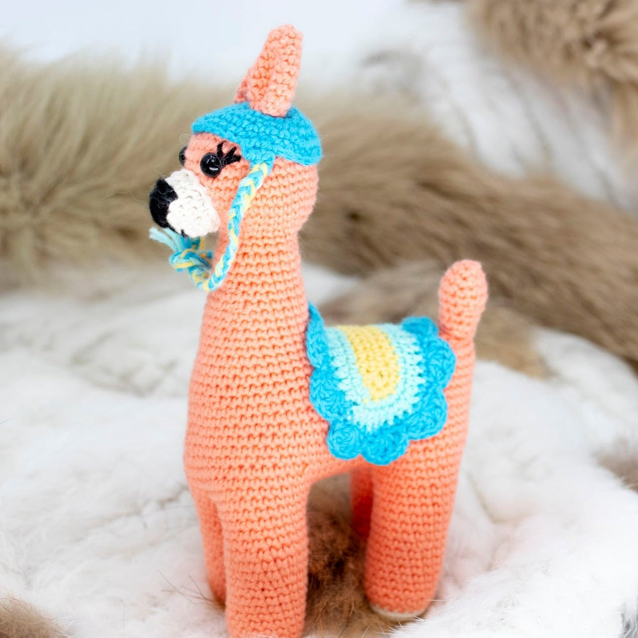 Coral Llama Crochet Toy