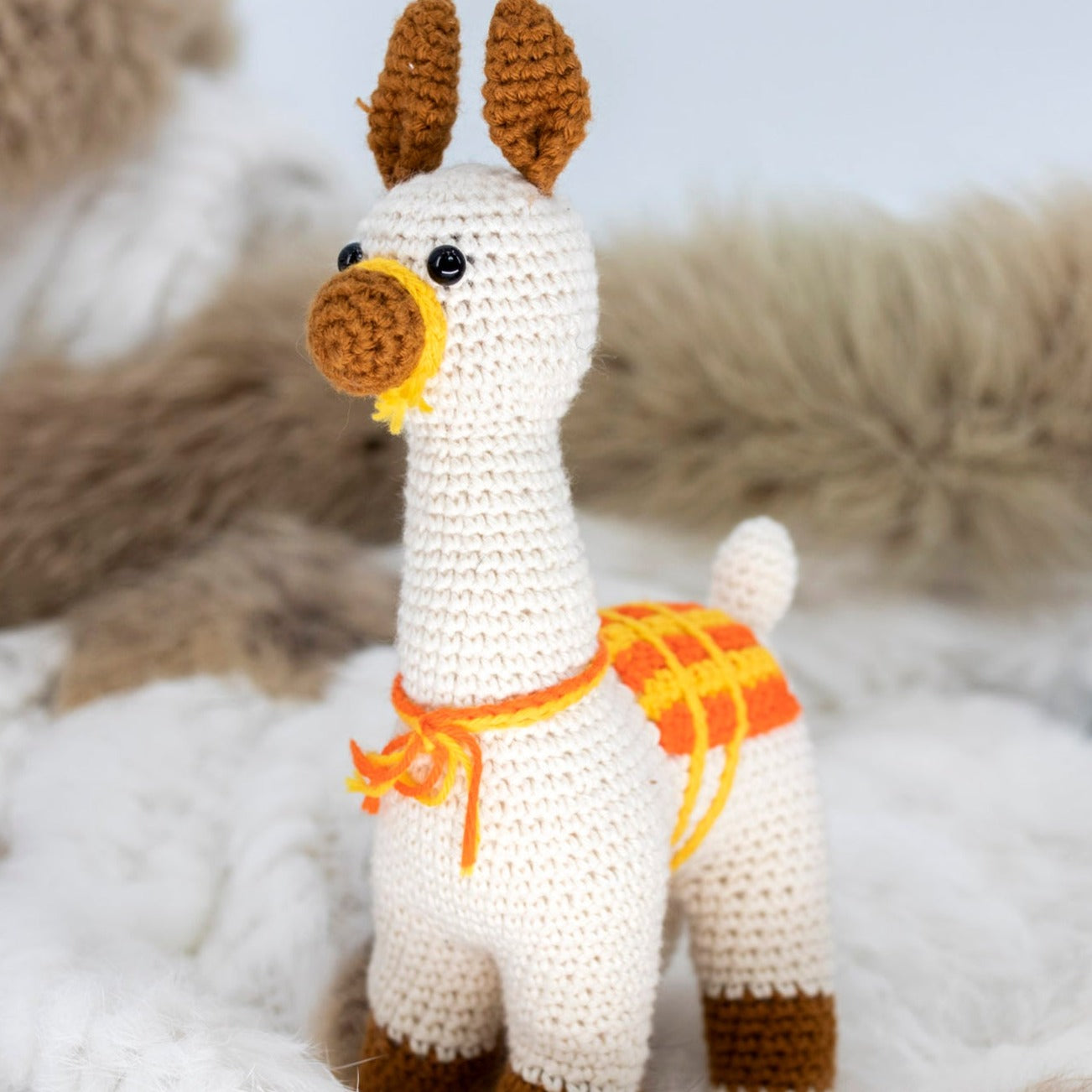White Llama Crochet Toy