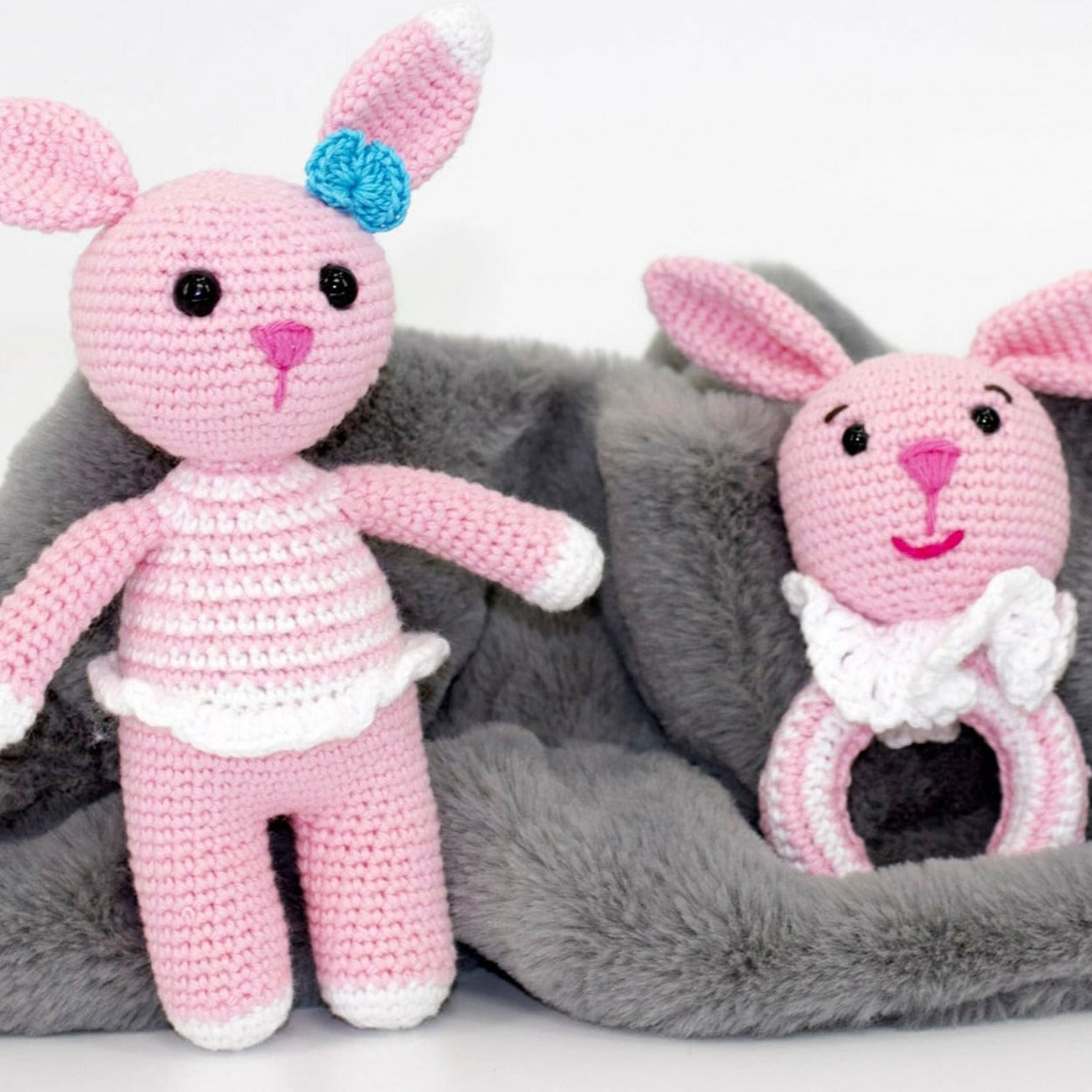 Pink Bunny Crochet Gift Set
