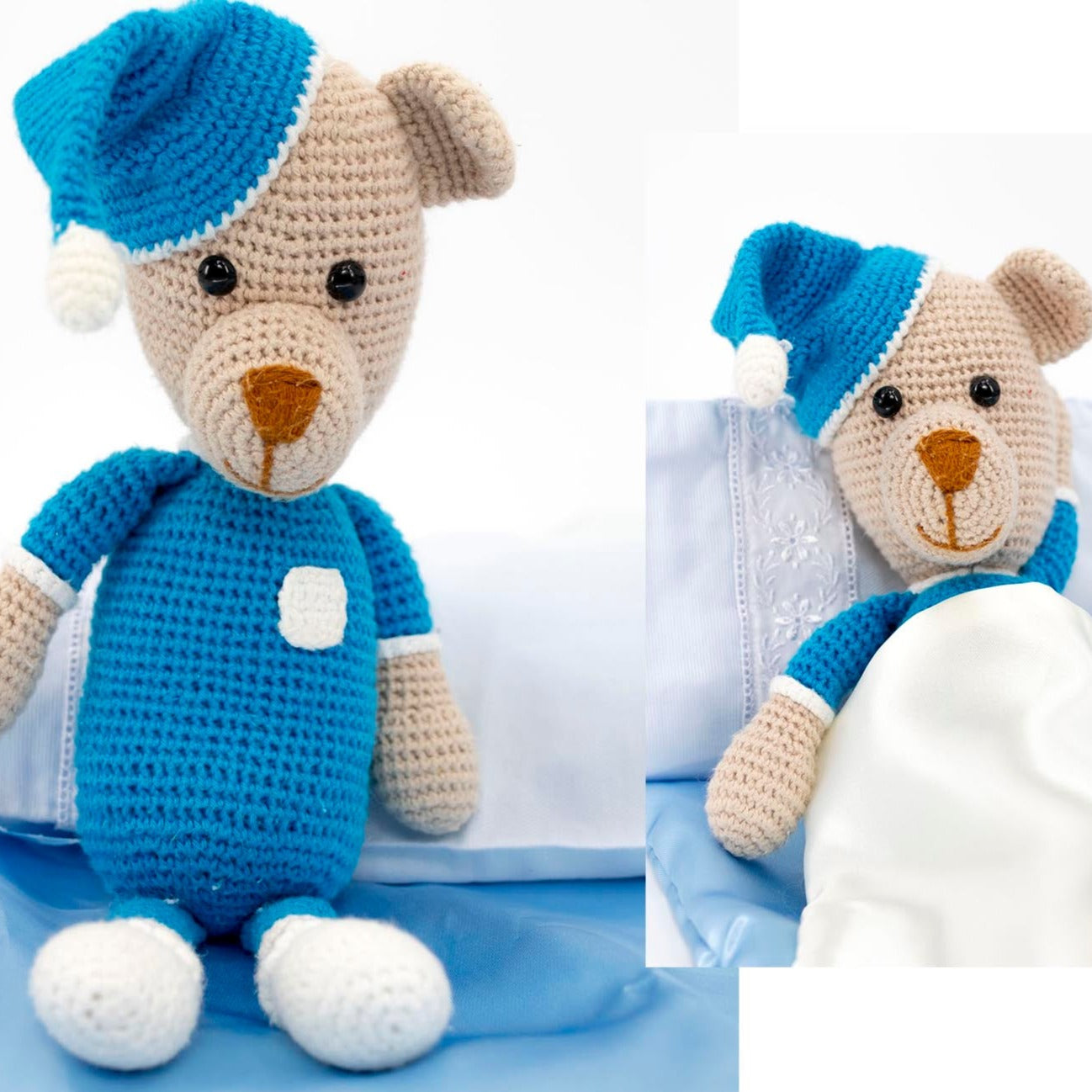 Blue Sleepyhead Crochet Bear Toy