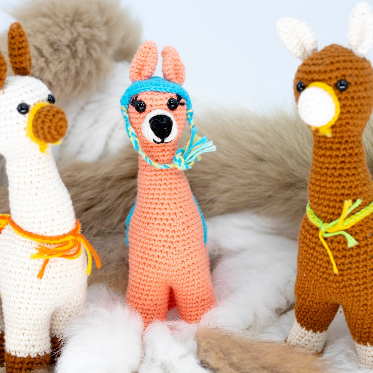 Coral Llama Crochet Toy
