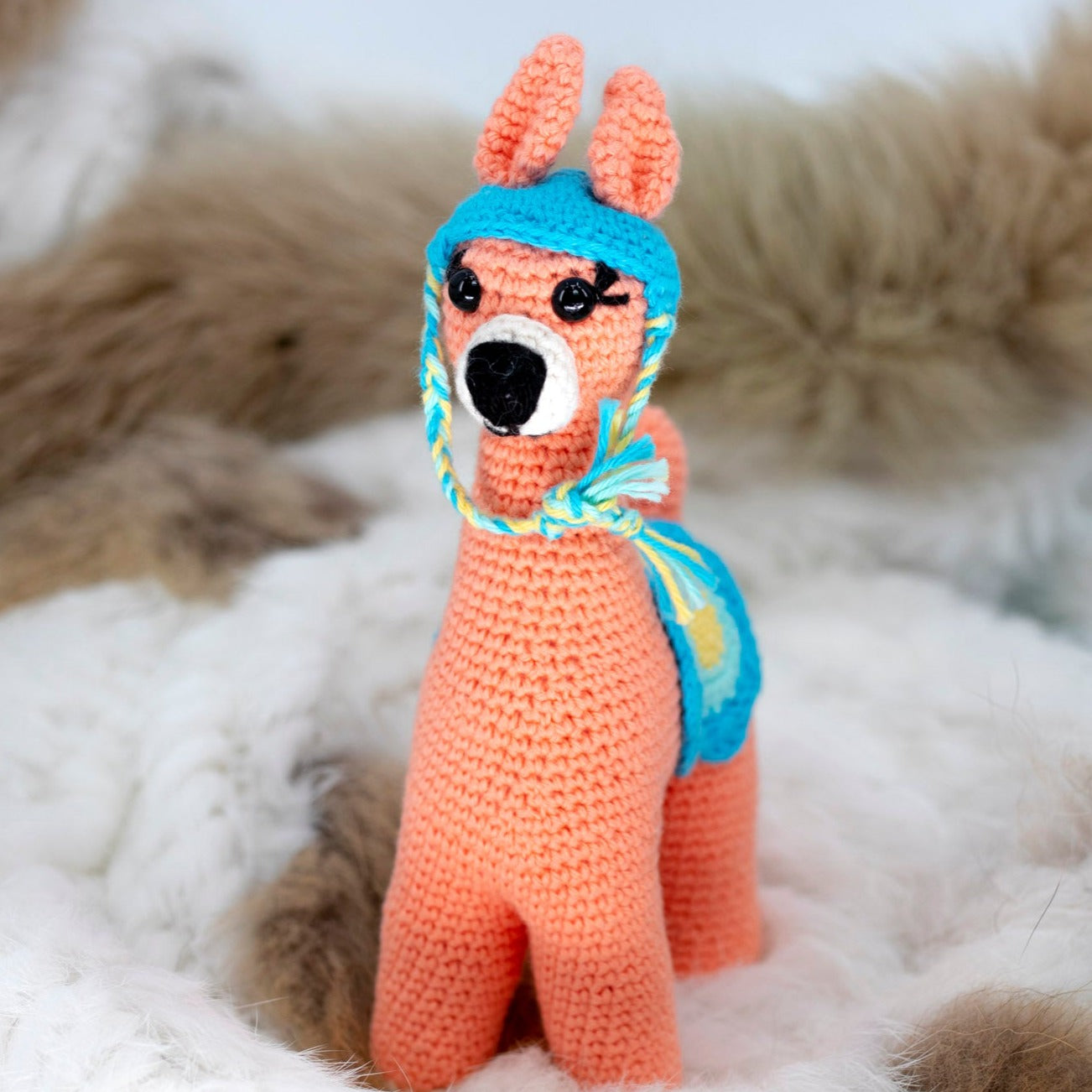 Coral Llama Crochet Toy